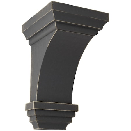 Ekena Millwork 3 1/2"W x 3 3/4"D x 6"H Mini Jefferson Wood Vintage Decor Corbel, Black CORWD03X03X06JEBL